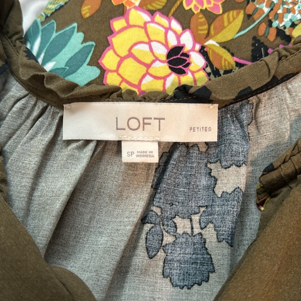 LOFT Coral Springs Tie Neck Dress (Size SP) - Picture 4 of 5